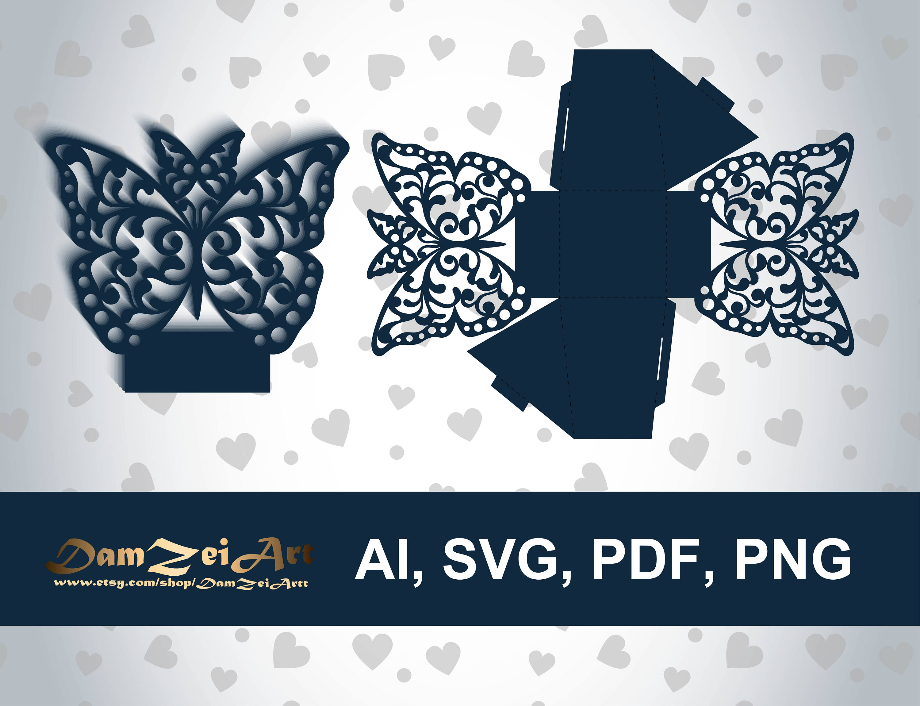 Download Wedding Favor Box Template Butterfly Laser cut ai svg pdf ...