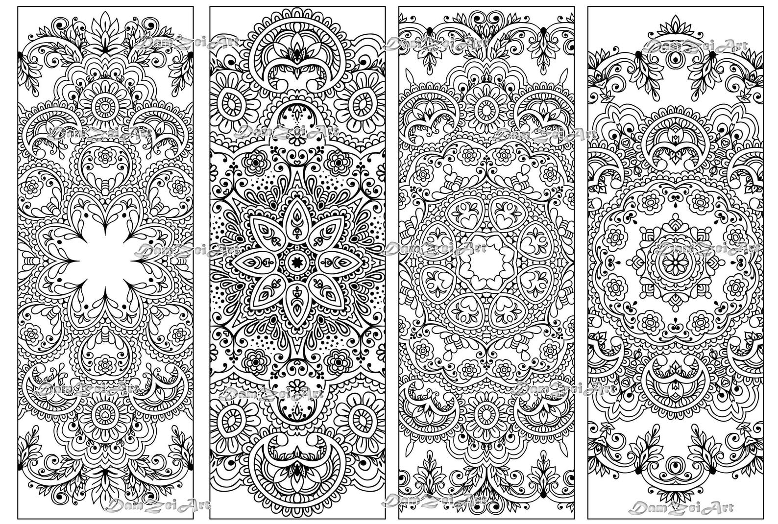 bookmark coloring flower mandalas coloring bookmarks etsy