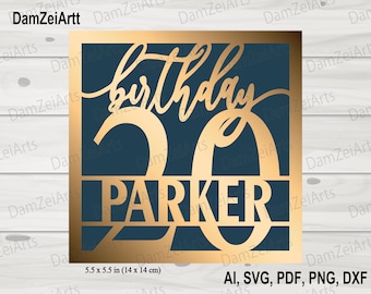 Personalized 20 Birthday Card, svg personalized, Birthday Card svg template for Cricut Cameo