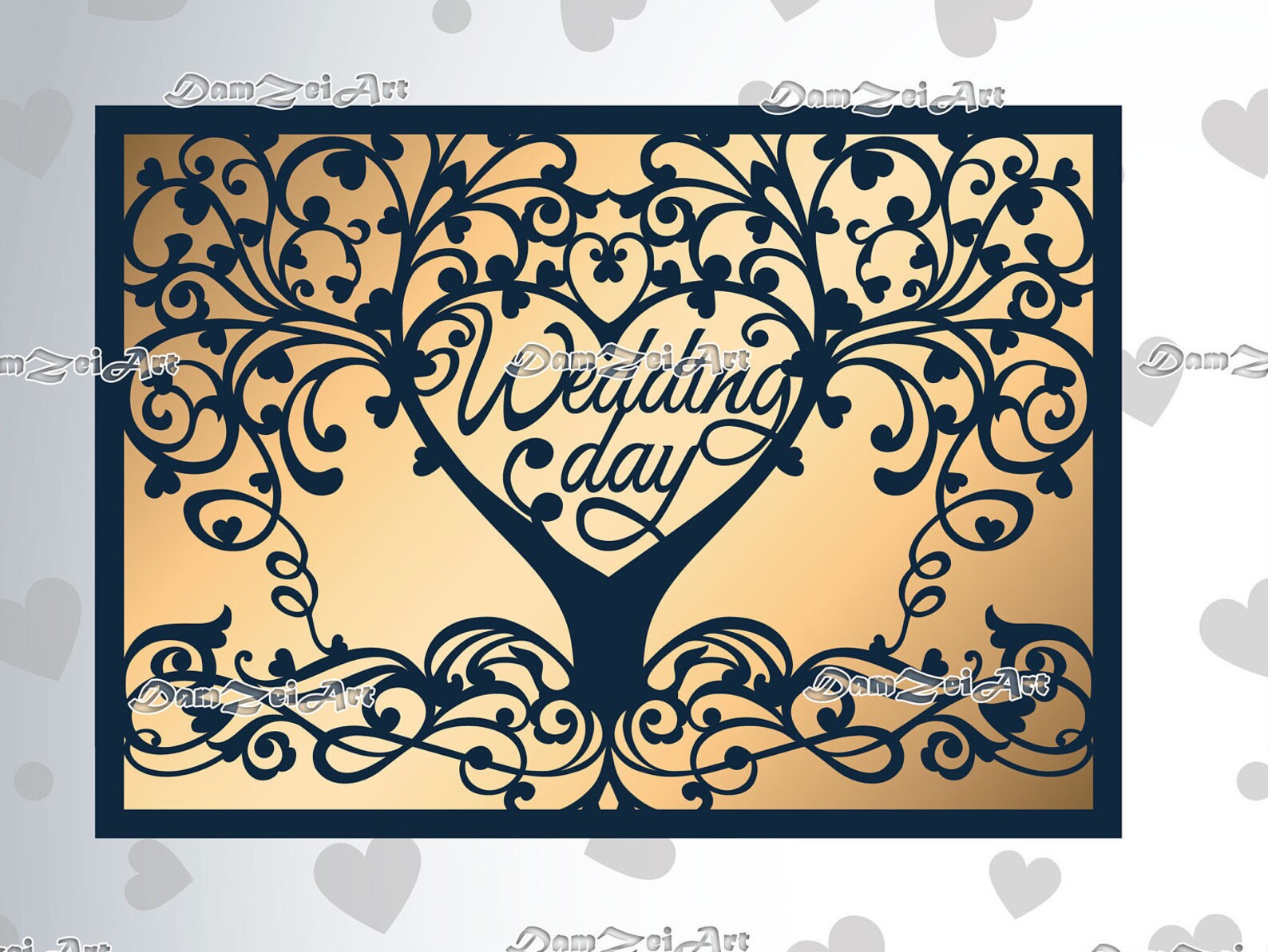 5x7'' Wedding Day Invitation Card Laser Cut Template - Etsy