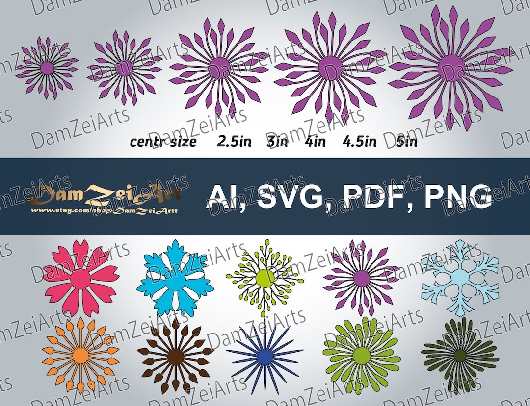 10 Paper Flower Center Templates SVG, PDF, PNG / Digital Download (3 ...