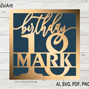 Personalized 18 Birthday Card, svg personalized, Birthday Card svg template for Cricut Cameo