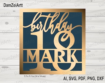 Personalized 18 Birthday Card, svg personalized, Birthday Card svg template for Cricut Cameo