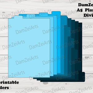 Puede incluir: Diez separadores de planificador A5 imprimibles en tonos de azul y negro. Los separadores están diseñados para adaptarse a un planificador A5 estándar.