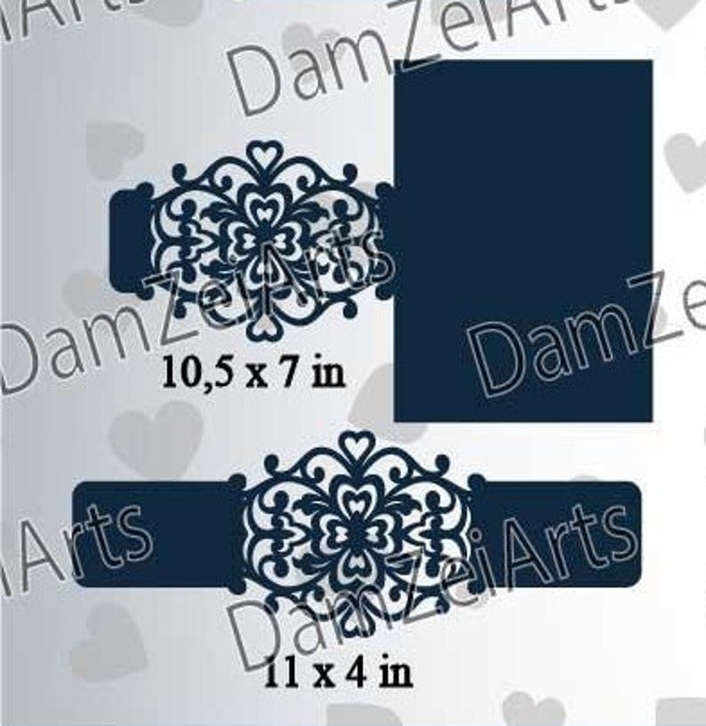 Belly Bands Ornamental Template 5x7'' Wedding Card Etsy