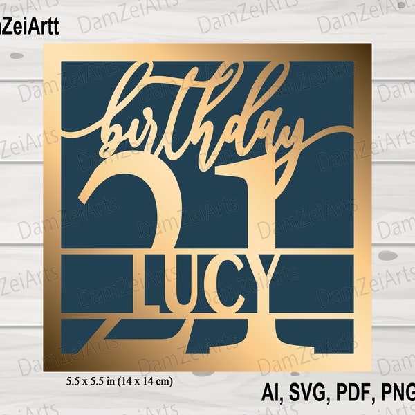 Cricut 21 Birthday Card Template - Etsy