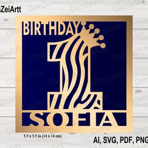 Personalized 1st Birthday Card, First Birthday Card, svg personalized, Birthday Card svg template for Cricut Cameo