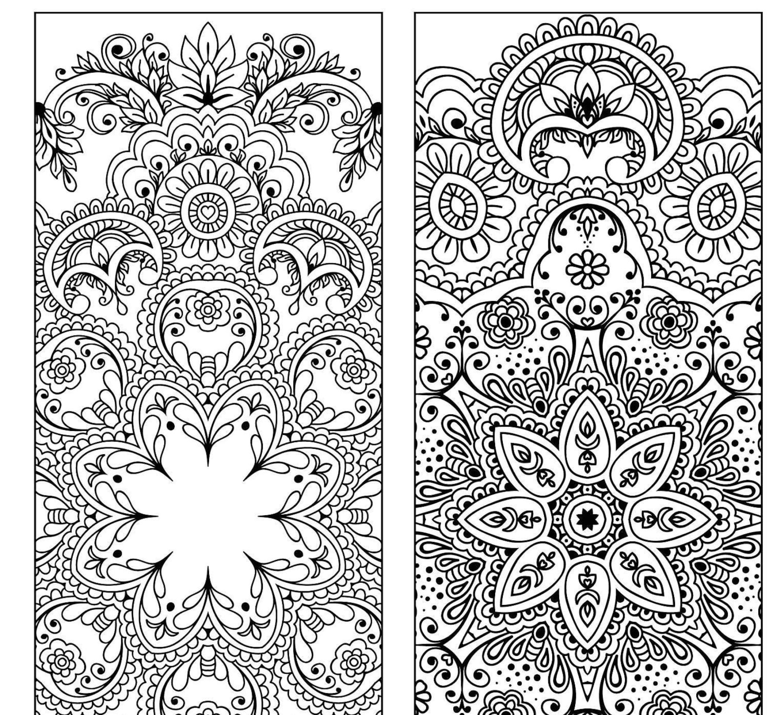 bookmark coloring flower mandalas coloring bookmarks etsy