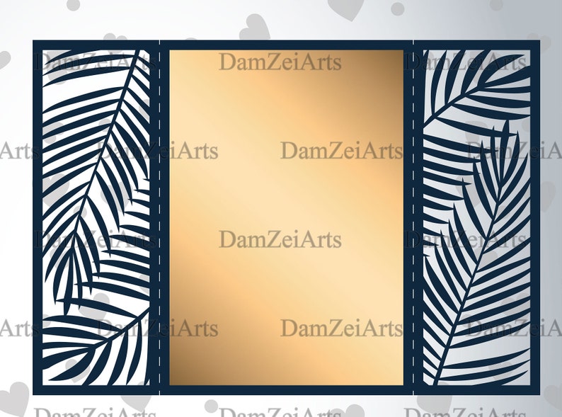 Download Gate-fold Laser Cut Tropical palm Tree Wedding Invitation ...