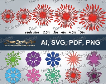 10 Paper Flower Center Templates SVG, PDF, PNG / Digital Download (2 set-flower 11-20)