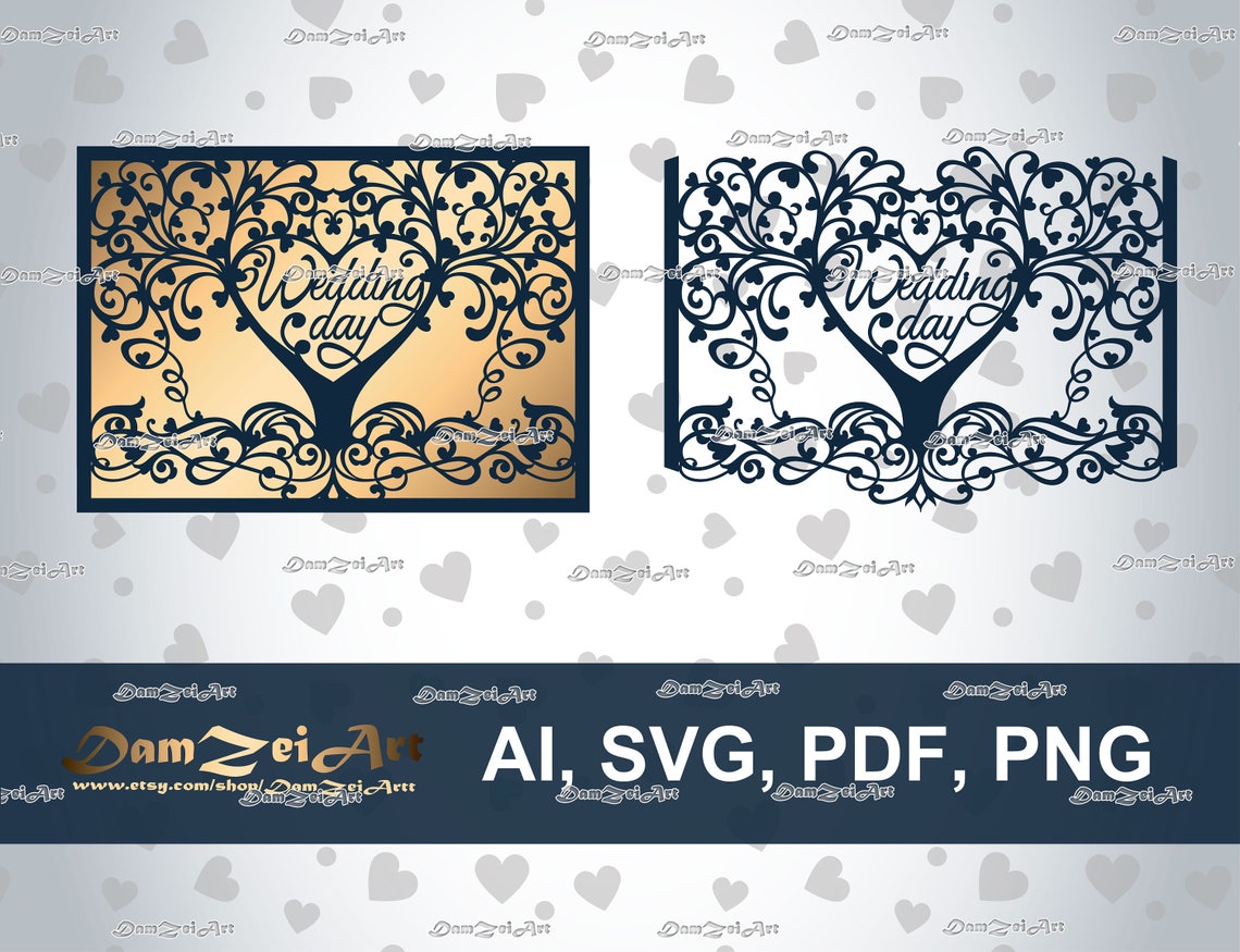 5x7'' Wedding Day Invitation Card Laser Cut Template - Etsy