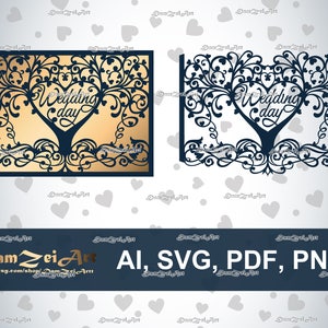 5x7 '' Hochzeitstag Einladungskarte Laser geschnitten Vorlage (ai, svg, pdf, png) Vektor Datei Muster, Zierplatten digitaler Download