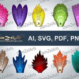 10 SVG Paper Flower Templates PDF, PNG, fiori di carta per l'arredamento vivaio. Download digitale (5 set-flower 41-50)