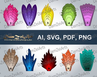10 SVG Paper Flower Templates PDF, PNG, paper flowers for nursery decor. Digital Download (5 set-flower 41-50)