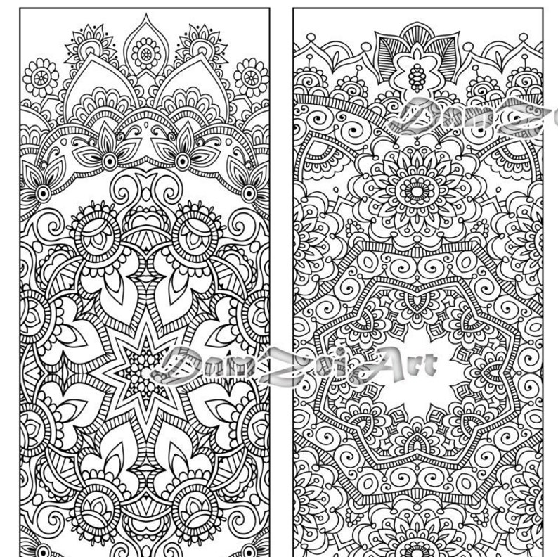 bookmark coloring flower mandalas coloring bookmarks etsy
