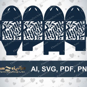 Bruiloft gunst vak sjabloon Bedankt Lasergesneden (ai, svg, pdf, png) vectorbestandspatroon, decoratieve panelen downloaden