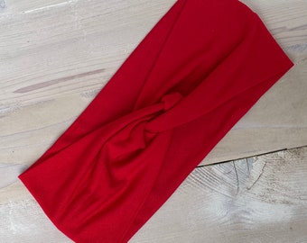 Faux Knot Headbands, Turban Headband, Headband with Buttons, Twist Knot Headband, Nurse, Knit Headband, Red