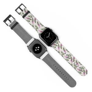 Fireweed Watch Band, Alaska Flower Apple Watch, Alaska Gift, The Rooted Lupine, Leather Watch