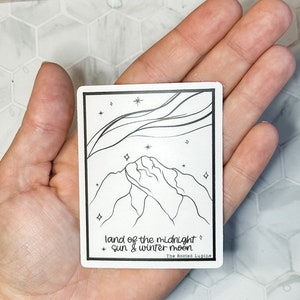 Pioneer Peak, Winter Moon, Midnight Sun, CLEAR sticker, the rooted lupine