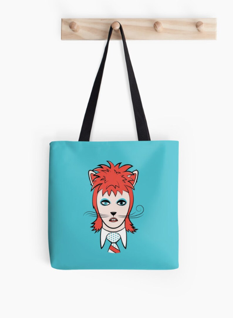 David Bowie Tote Bag Cat Tote Bag Cute Tote Bag Quirky Etsy