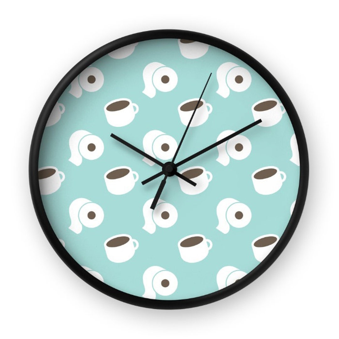 Coffee Clock Funny Wall Clock Cute Clock Cartoon Clock Etsy