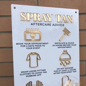 Spray Tan Aftercare Advice Acrylic A3 Wall Sign | Beauty Sign | Business Sign | Spa Sign | Salon Sign | Salon Decor