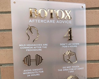 Botox Aftercare Advice Acrylic A3 Wall Sign | Beauty Sign | Business Sign | Spa Sign | Salon Sign | Salon Decor
