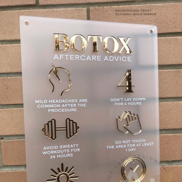 Botox Nazorg Advies Acryl A3 Wandbord | Schoonheidsteken | Zakelijk teken | Spa-bord | Salonbord | Saloninrichting