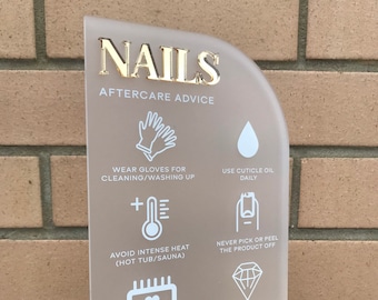 Nails Aftercare Acrylic Sign | Beauty Sign | Business Sign | Spa Sign | Salon Sign | Salon Decor