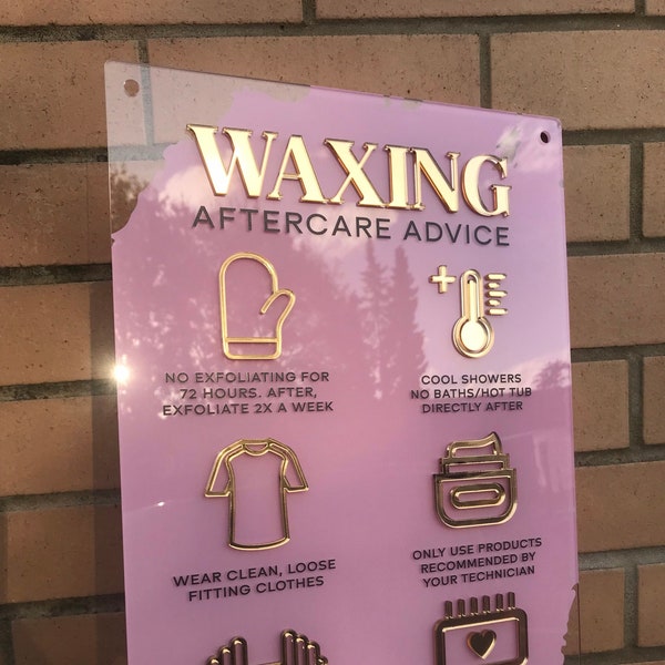 Waxing Aftercare Advice Acrylic A3 Wall Sign | Beauty Sign | Business Sign | Spa Sign | Salon Sign | Salon Decor | Paint Wash