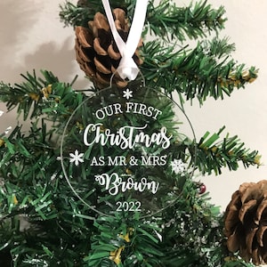 Personalised | First Christmas Married | Mr & Mrs, Mr Mr, Mrs Mrs | Couples Tree Bauble | Decoration | Wedding Gift