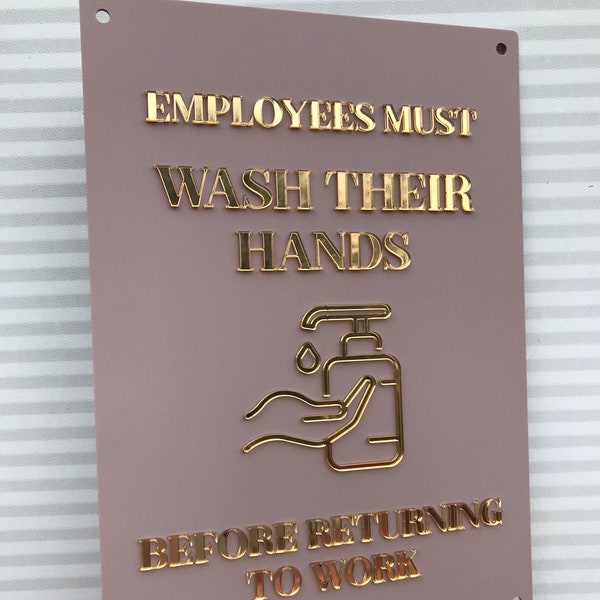 Employees Must Wash Hands A3 Wall Sign | Beauty Sign | Business Sign | Spa Sign | Salon Sign | Salon Decor