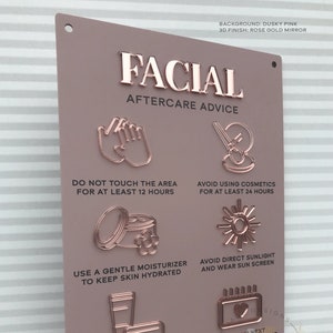 Facial Aftercare Advice Acrylic A3 Wall Sign | Beauty Sign | Business Sign | Spa Sign | Salon Sign | Salon Decor