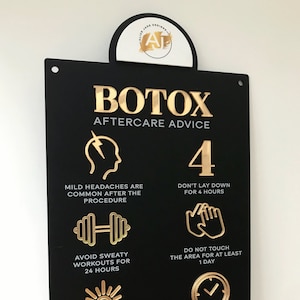 Logo | Botox Aftercare Advice Acrylic Wall Sign | Beauty Sign | Business Sign | Spa Sign | Salon Sign | Salon Decor