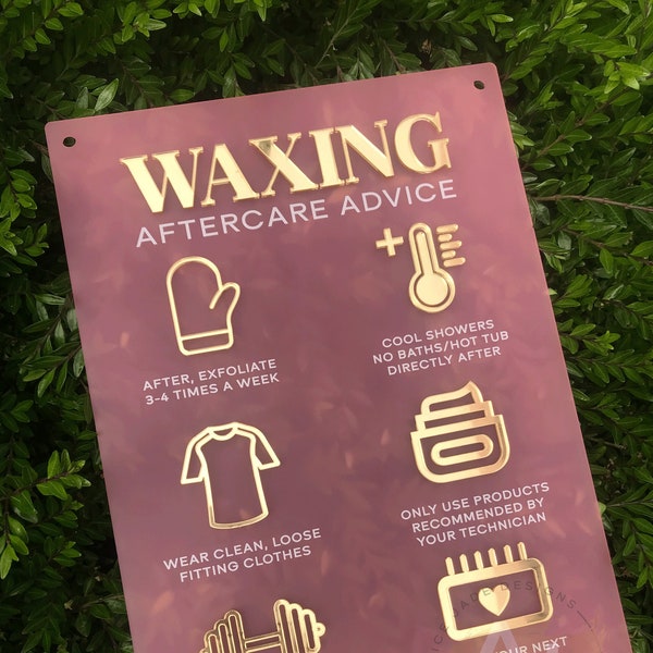Waxing Aftercare Advice Acrylic A3 3D Perspex Wall Sign | Beauty Sign | Business Sign | Spa Sign | Salon Sign | Salon Decor