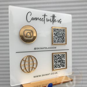 Personalised Acrylic Double QR Code Sign | Social Media Sign | Business Sign | Instagram Facebook | Salon Sign