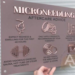 Microneedling Nazorgadvies Acryl A3-wandbord | Esthetiekbord | Uithangbord | Spa-bord | Salonbord | Salondecoratie