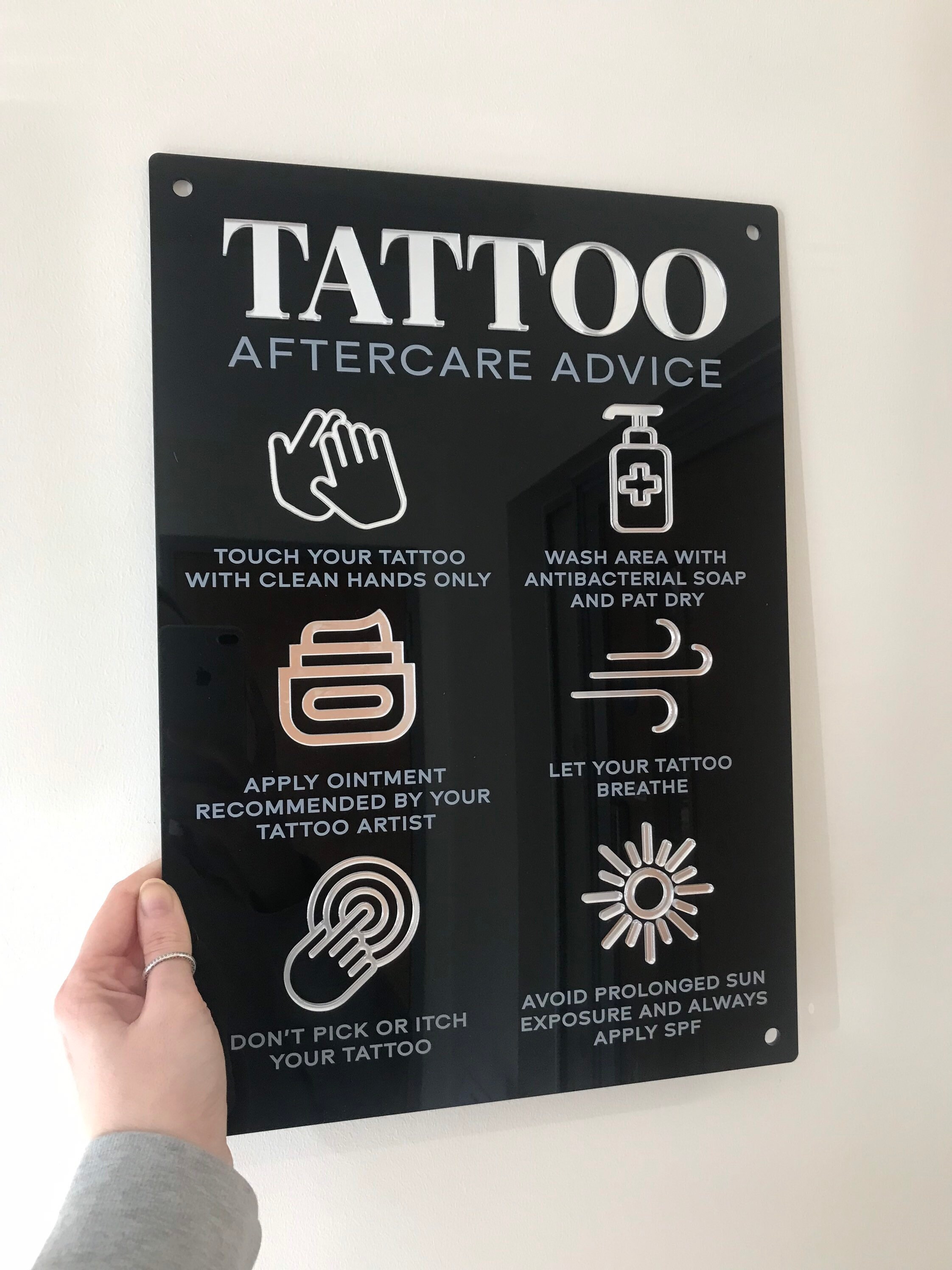Tattoo Aftercare Advice Acrylic Sign | Studio Decor, Salon Sign - Etsy