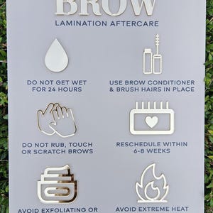 Brow Lamination Aftercare Acrylic Sign | Salon & Spa Decor (A3) - Etsy