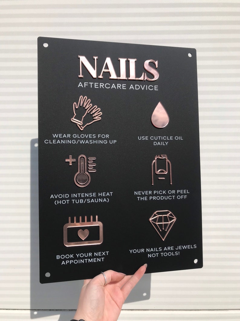 Nail Aftercare Advice Acrylic A3 3D Perspex Wall Sign Beauty Etsy UK