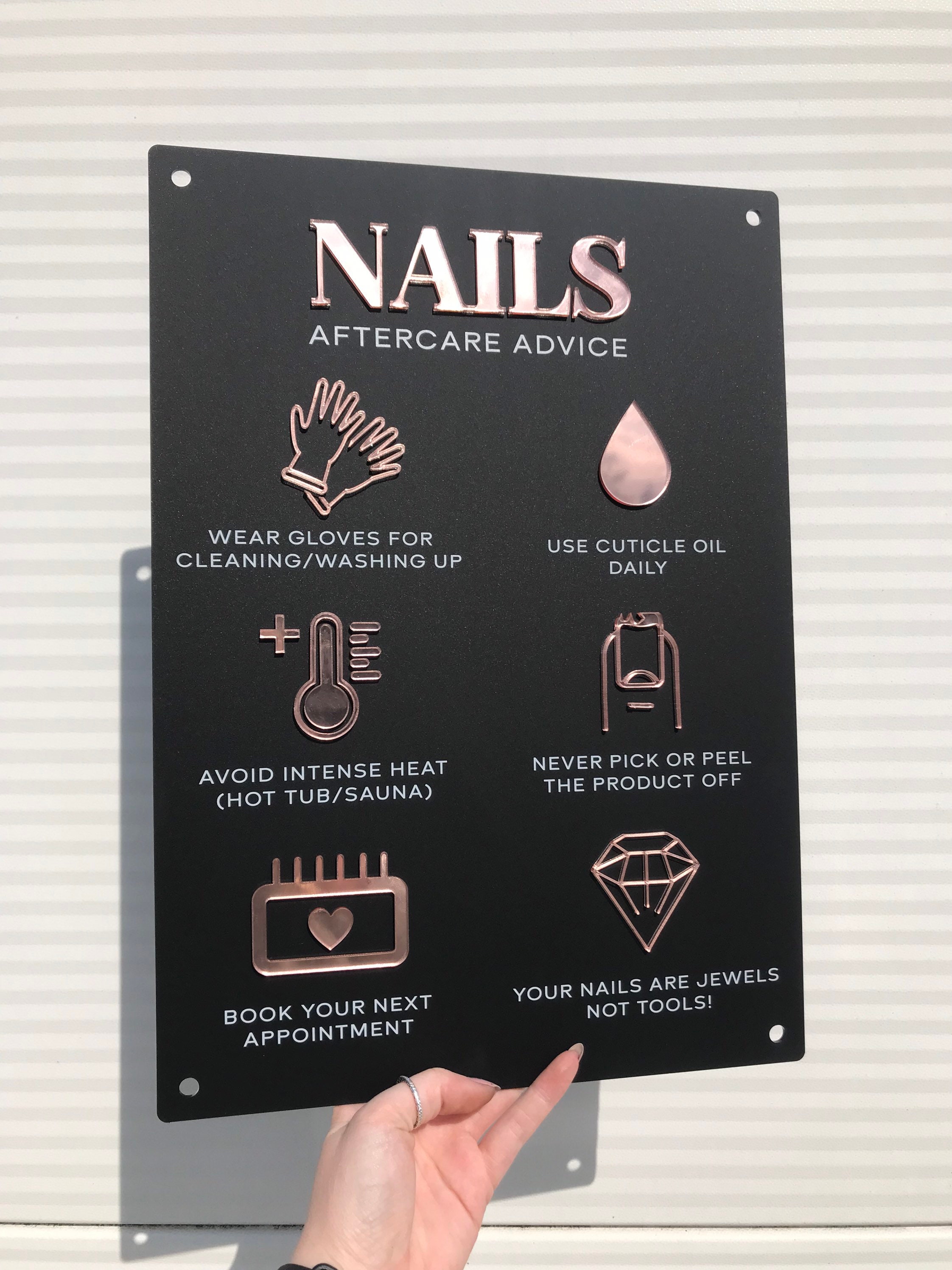 Nail Aftercare Advice Acrylic A3 3D Perspex Wall Sign Beauty Etsy UK