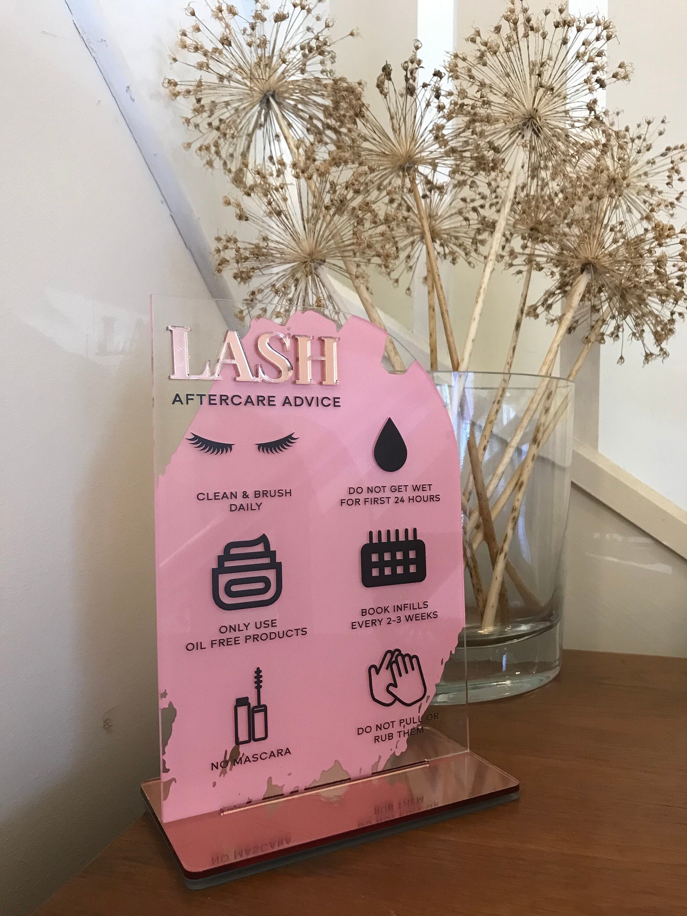 Lash Aftercare Acrylic Sign Beauty Sign Business Sign | Etsy