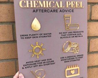 Chemical Peel Aftercare Advice Acrylic A3 Wall Sign | Beauty Sign | Business Sign | Spa Sign | Salon Sign | Salon Decor