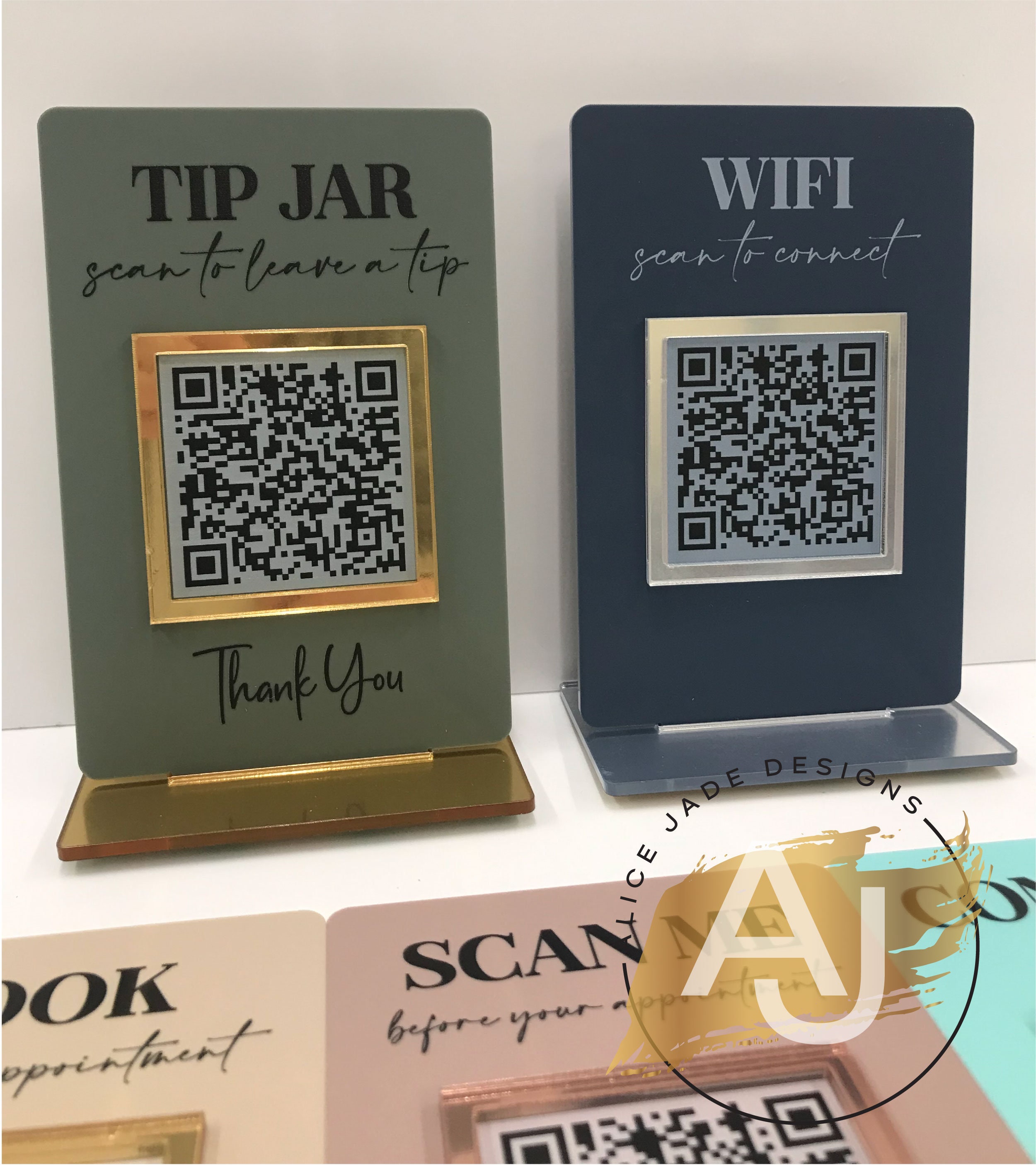 Mini QR Code Acrylic Display Sign Business Sign Spa Sign - Etsy