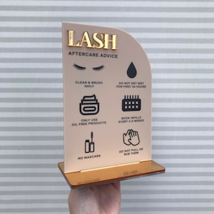 Lash Aftercare Acryl-Schild | Schönheit Zeichen | Geschäft Schild | Spa Zeichen | Salon Zeichen | Salon Dekor