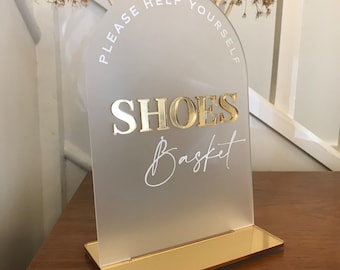 Shoes Basket Acrylic Display Wall Custom Sign | Wedding Sign | Party Decor | Party Display Sign | 3D Sign