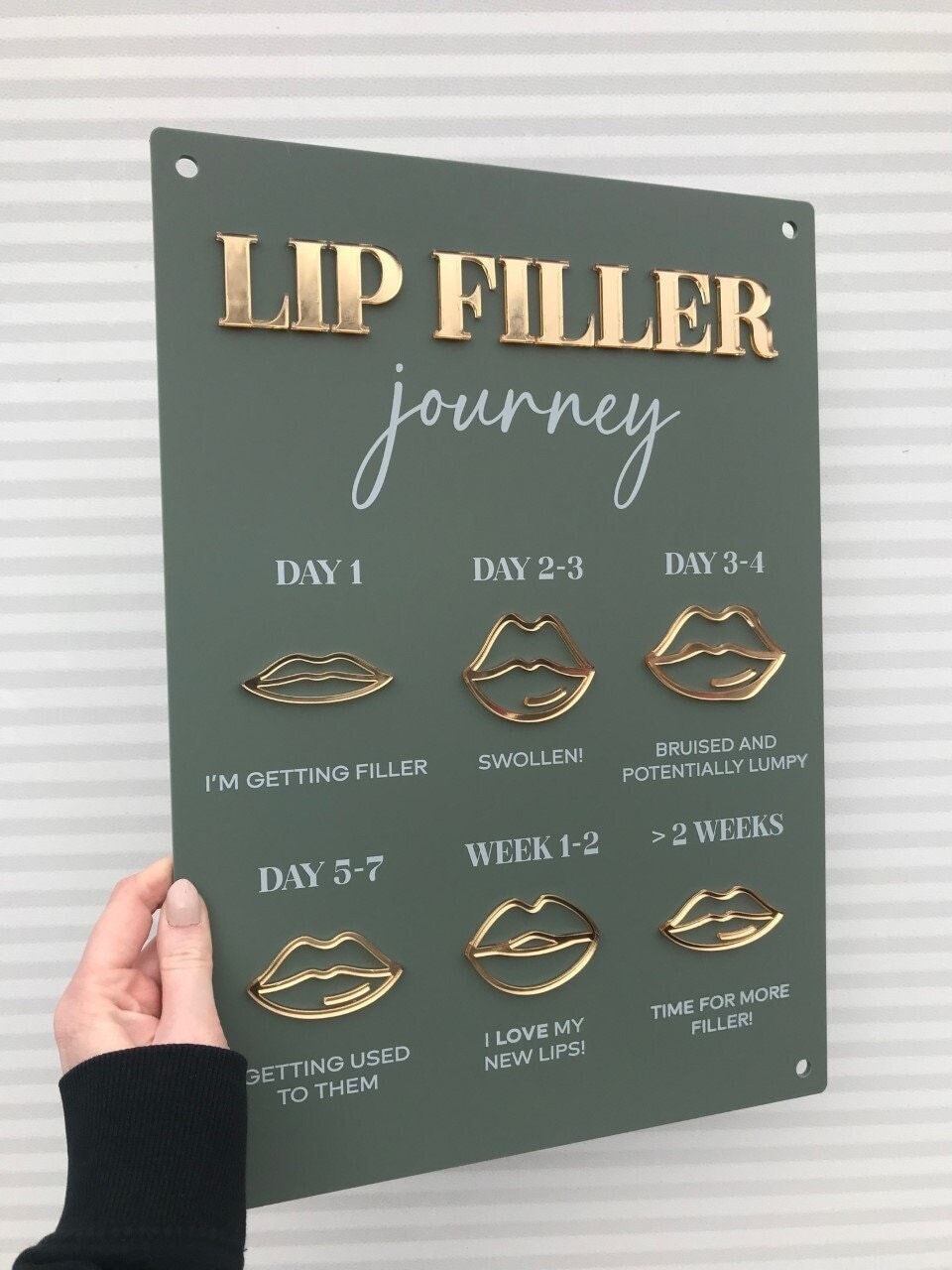 Lip Filler Injections Journey Acrylic A3 Wall Sign Vertical | Beauty Sign | Business Sign | Spa Sign | Salon Sign | Salon Decor