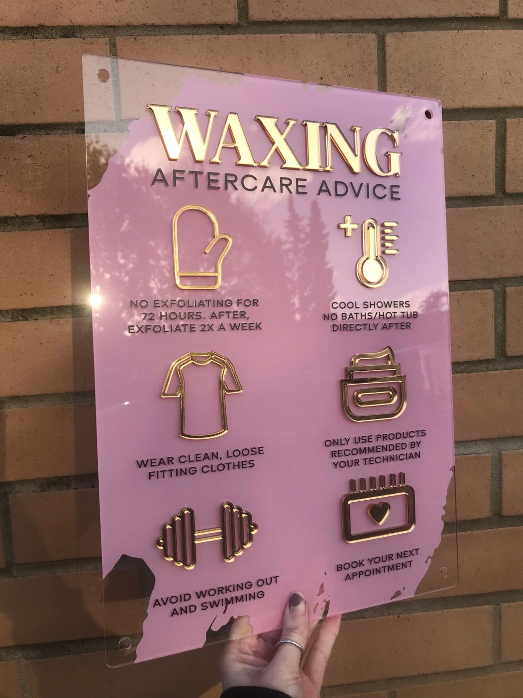 Waxing Aftercare Advice Acrylic A3 Wall Sign Beauty Sign Business Sign