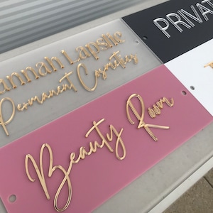 Personalised Mirrored Acrylic Custom Door/Wall Plaque/Sign | Salon Signs | Salon Signage