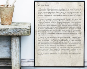 The Great Gatsby Last Page Art Print, F. Scott Fitzgerald, Literary Wall Art